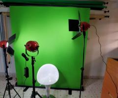 1800x2000mm Green Screen Banner + 3pcs 65w LED Selens Lights - 2